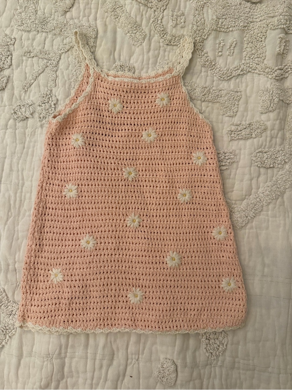 Zara girls Crochet Daisy Tank Dress - Pink